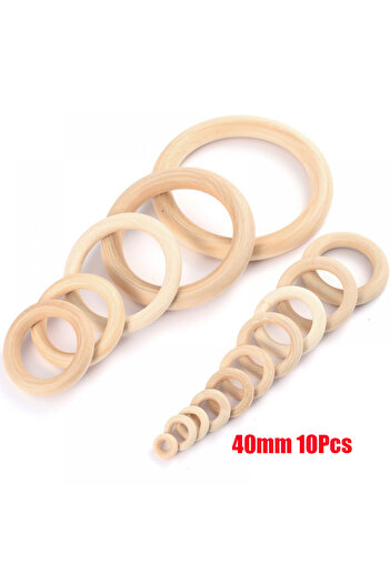 Choice 40mm 10Pcs 12-125mm Baby Natural Maple Wooden Teething Rings Teether Handmade for Necklace Bracelet