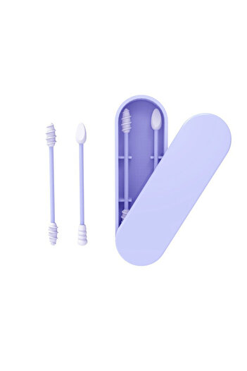 Choice3 Blue 2Pcs Reusable Silicone Ear Swabs with Case Ear Cleaning Cosmetic Silicone Buds Swabs Sticks Dou