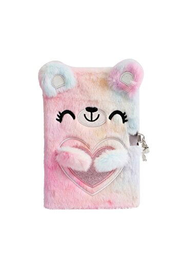 Choice pink colorful Children'S Cartoon Notebooks Plush Cute Bear With Lock Plush Notebook Student A5 Diary
