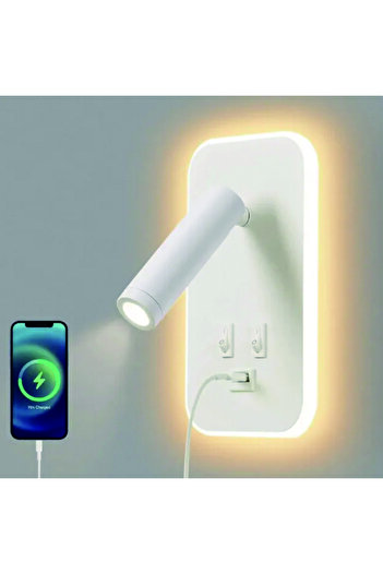 Choice 100-240V Warm White (2700-3500K) WA302C-White LED Minimalist USB Charging Wall Lamp With Dual Contro