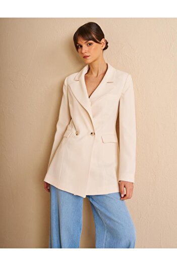 Kayra Men's Lapel Blazer Cream Jacket