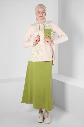 Alvina Patterned Skirt Tracksuit Set 43722