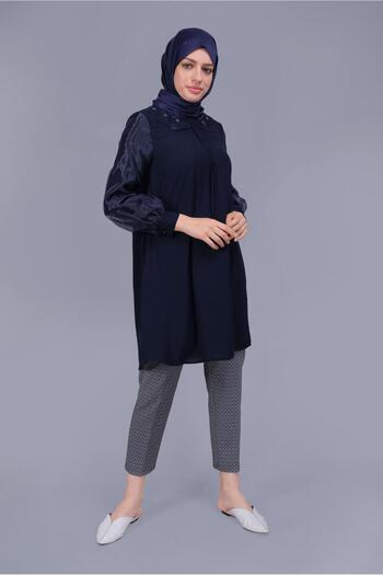 Alvina Bead Embroidered Baby Collar Tunic - 40796