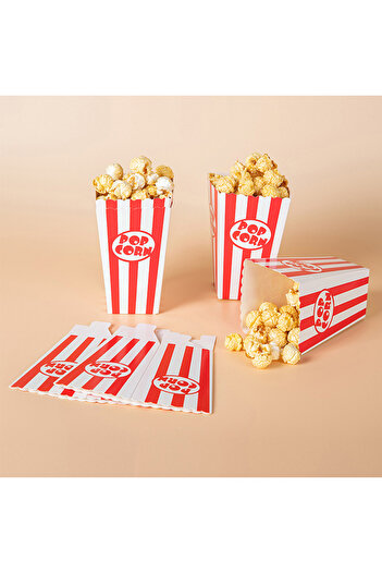 Choice 12Pcs Popcorn Paper Boxes Buckets Red White Stripes Bags Snack Containers for Movie Night Birthda...