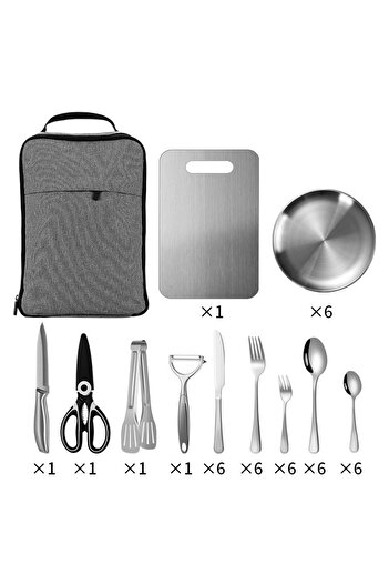 COOYA 41 Piece Kitchen Cookware Set, Portable with Storage Bag for Backpacking, BBQ Camping
