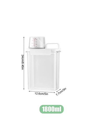 Choice 1800ml Portable Washing Powder Dispenser with Measuring Cup - Airtight Laundry Liquid Storage Jar fo
