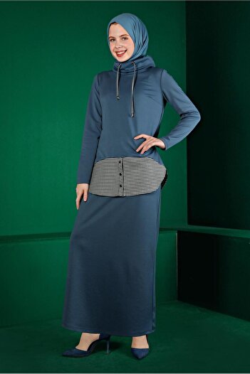 Alvina Shirt Piece Detailed Double Skirt Set 43413