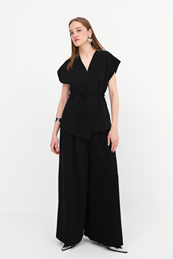 Addax Rope Tie Vest Pants Suit Tkm8597
