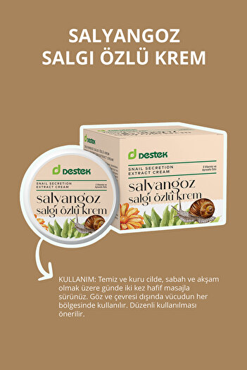 Destek Salyangoz Salgı Özlü Kırışıklık Karşıtı Snail Krem 45 ml