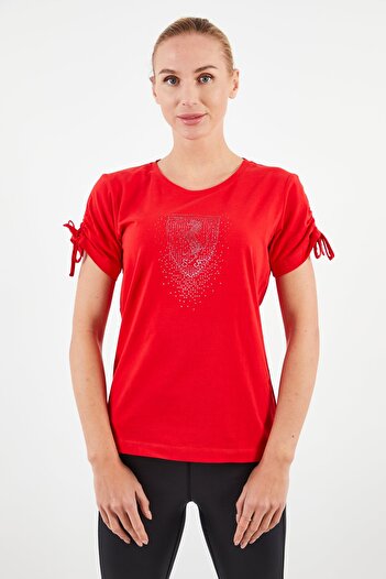 Scuderia Ferrari Women Sportswear Fit Short Sleeve Running T-Shirts, Red