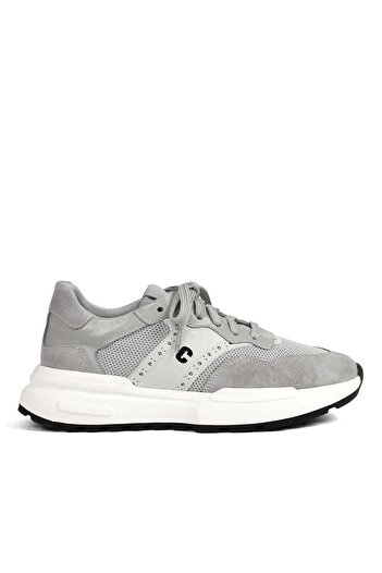 Celal Gültekin Women's gray lace-up thick sole suede leather sneaker