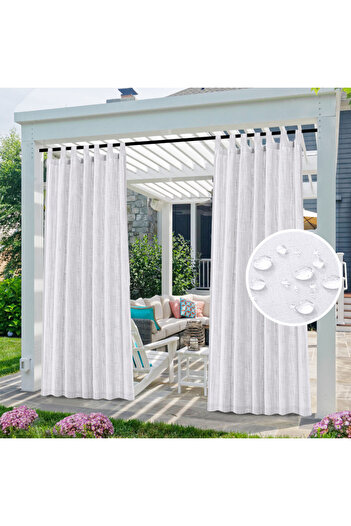 COOYA Waterproof Curtains,Premium Thick Top,Linen Texture,Privacy Guaranteed,2 Panel,52 Inch,White