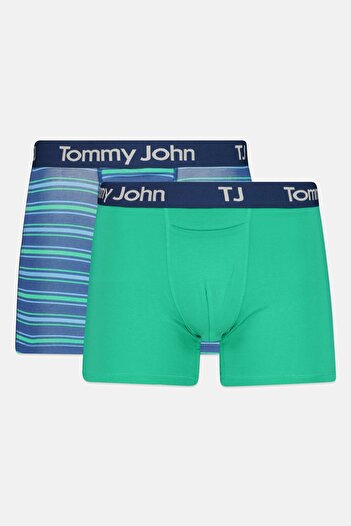 Tommy John Men 2 Pack 4 inseam Brand Logo Boxer Briefs, Multicolor