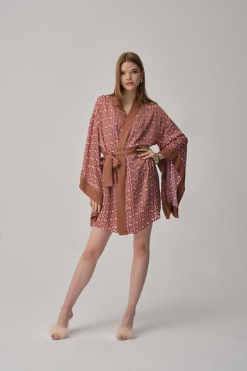Pierre Cardin Vegan Silk Satin Women's Nightgown Dressing Gown Set - Lx.25221 Neutral