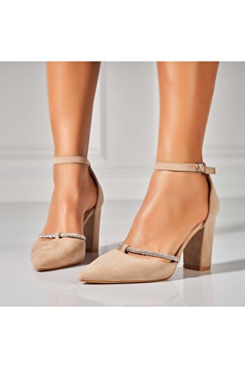 Joana Women's Khaki Heeled Shoes Made of Eco-Suede Leather Rhys