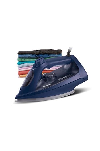 PANASONIC Steam Iron Powerful 2600W Performance,Ceramic soleplate,Anti-Calc System - Navy Blue