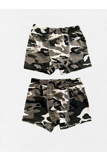 elmas kids Boy's 100% Cotton Green Soldier Camouflage Patterned 2-Piece Boxers