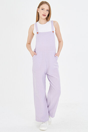 armonika Women's Lilac Pocket Wide Leg Gardener Overalls Arm-25Y 001043