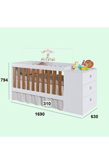 Art In Móveis Children's bed with side cabinets for children's rooms and home 3 169*79.4*63