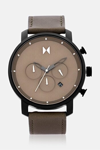 MVMT Men 28000287-D Leather Watch 45 mm, Olive