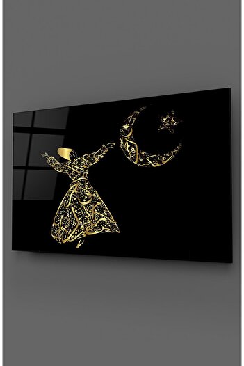 indispensablely Mevlana Ayyıldız Black Gold Glass Table