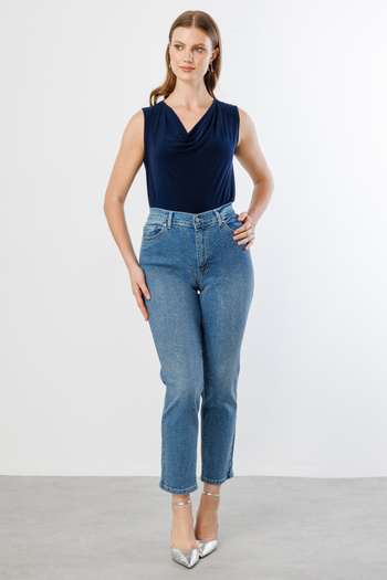 Ekol Denim Pants with Stones on the Front