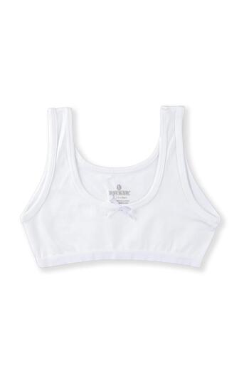 BAYKAR Girl's Cotton Thick Strap Half Undershirt with Ribbon Detail 3 Pack 4768 White