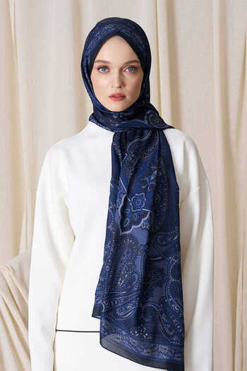 Madame Polo Şal istoric cu model Dionessa - Midnight Blue