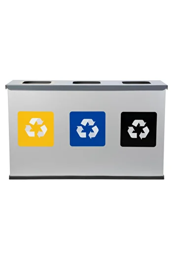 Alda Waste bin for selective collection, Alda, 3X35 L, stainless steel, 3in1