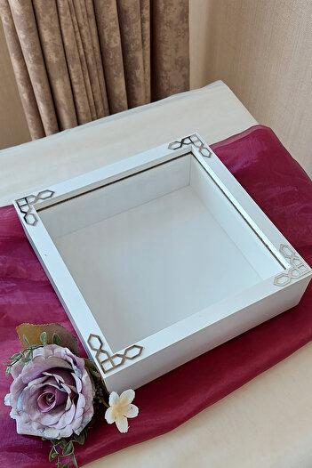 Verda Çerçeve 25X25 cm White Memory Frame (6 cm Depth) and Silver Cover