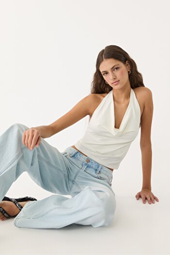 Stradivarius Halter top with cowl neckline