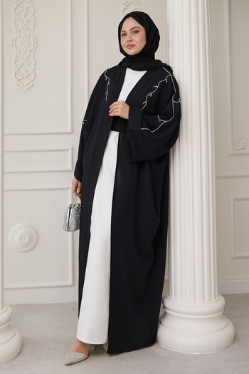 InStyle Black Stone Dress Abaya Ivy Pattern