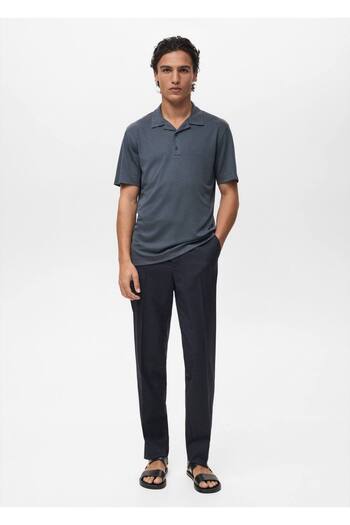 MANGO Man Bowling Collar Lyocell Polo Shirt