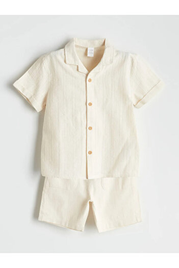 LC Waikiki Lcw kids beige linen blend boy's shirt and shorts
