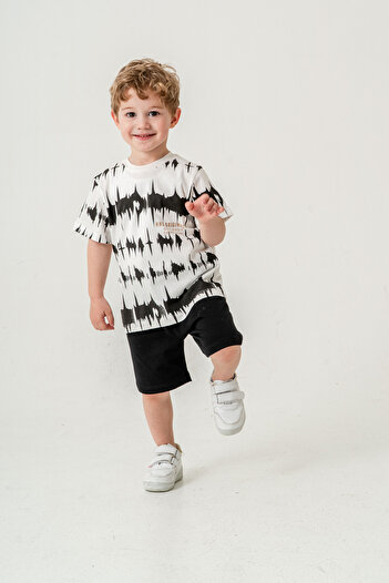 Titimixkids Boy's Summer Double Set Fashion Design T-Shirt Shorts Black