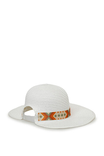 Butigo ETNIC STRAW HAT-W 4FX White Straw Women's Hat