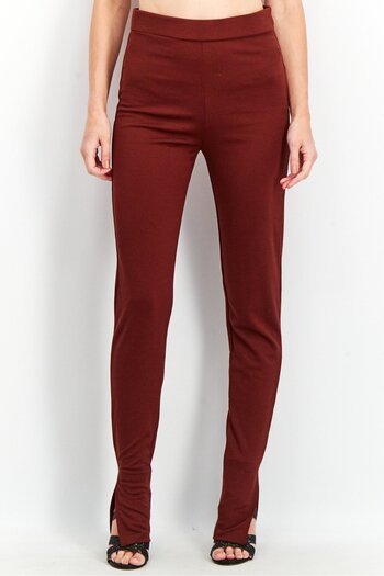 NA-KD Women Plain Side Slit Leggings, Brown