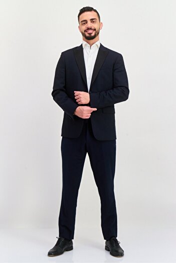 Calvin Klein Men Slim Fit Plain Blazer, Navy Blue