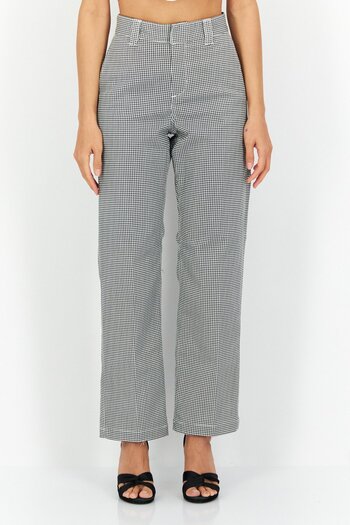 Obey Women Houndstooth Straight Pants, Black