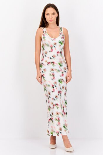 Esprit Women Allover Print Maxi Dress, Ivory