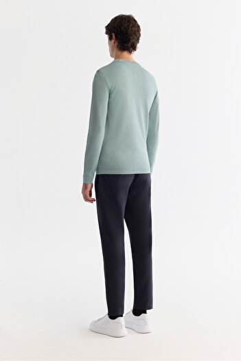 Avva Ανδρικό πλεκτό πουλόβερ Nile Green High Crew Neck Rayon Knit A42y5001