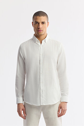 Avva Men's Regular Fit White Button down Collar Easy-Iron Cotton Shirt A51Y2130
