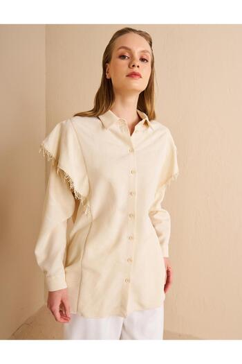Kayra Shirt Collar Tunic - Cream Color