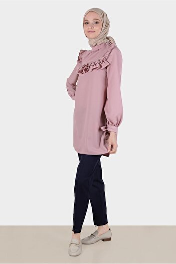 Alvina Ruffle Tied Cuffed Tunic - 42718