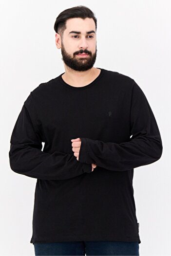 French Connection Men Round Neck Long Sleeves Brand Logo T-Shirt, Black