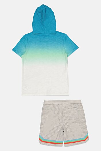 Andy & Evan Kids Boy 2 Pieces Hooded Ombre Long Sleeves T-shirt And Shorts Set, Blue