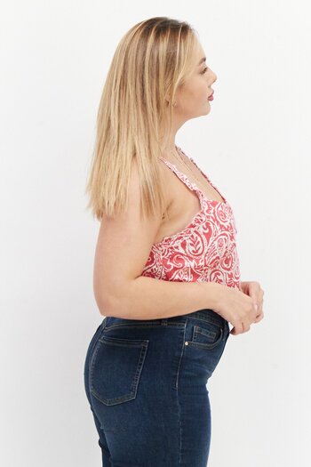 RVCA Women Sweetheart Neck Sleeveless Paisley Tank Top, Red