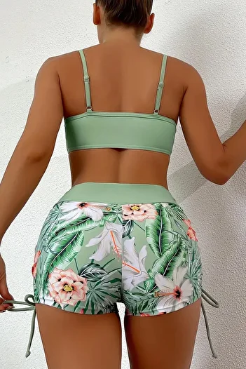 Angelsin Printed Bikini Set with Gather Adjustment