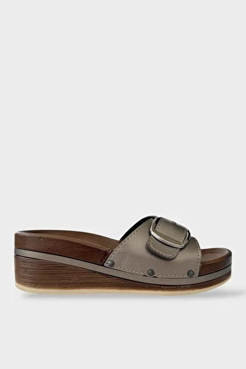 Liger Women's Daily Stylish Summer Slippers Buckle Wedge Heel Platinum