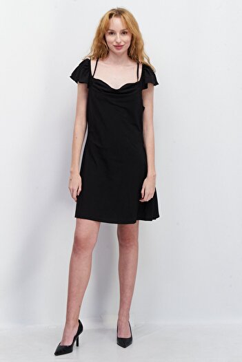 NA-KD Women Plain Mini Casual Dress, Black